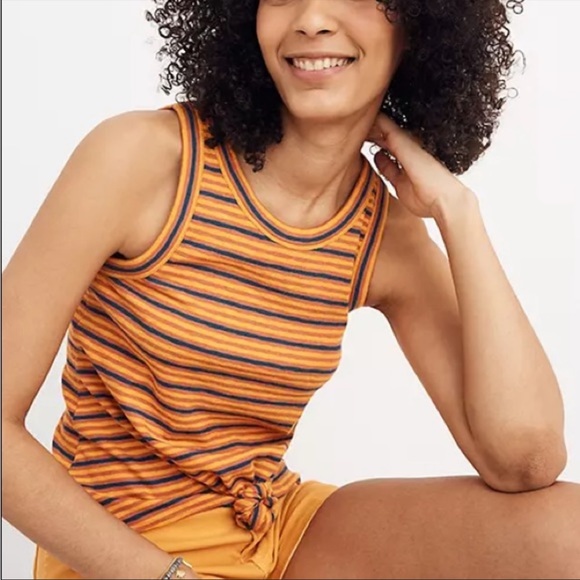 Madewell Tops - Madewell Sz Small Orange Striped Knot Tie Tank